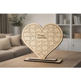   „Te vagy a másik felem” – Szív alakú gravírozott puzzle dísz